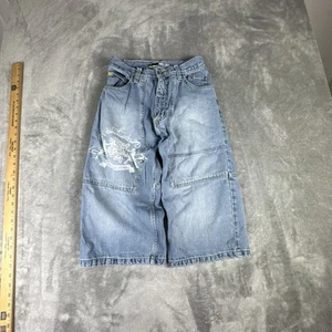 Vintage South Pole Denim Shorts Youth 14 Light Wash Embroidered Y2K Skater Jorts - Picture 1 of 14