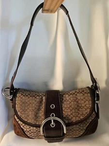 Coach 6818 SMALL Vintage Soho Y2K Brown Suede & Signature C Canvas Shoulder Bag - Picture 1 of 14