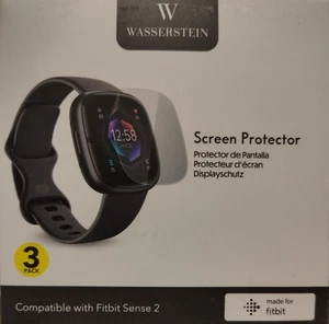 Fitbit Sense 2 Protector de Pantalla Cubierta Protección Wasserstein Transparente Paquete de 3 - Imagen 1 de 3