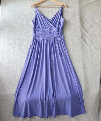 Vestido WHBM para mujer talla mediana púrpura largo sedoso fluido cintura ajustada Foto 1 de 4