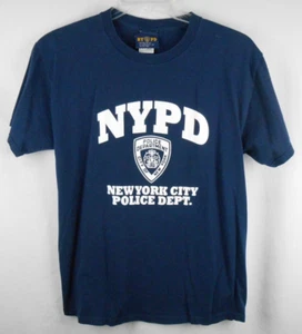 NYPD New York City Police Adult Size L Blue Logo Fruit of the Loom T-Shirt 2002 - Picture 1 of 5