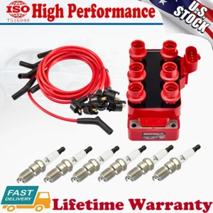 For 1994-2000 Ford Mustang V6 3.8L FD488 Ignition Coil + Spark plugs + Wireset - Picture 1 of 20