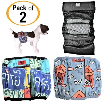 PACK - 2 Colores IMPERMEABLE Pañal para Perro Banda para Vientre Envoltura Masculina LAVABLE Forrado XXS-3XL Foto 1 de 4