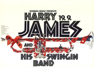 Harry James and His Swinging Band ORIGINAL A1 Konzertplakat 1970 GEROLLT JAZZ - Picture 1 of 1