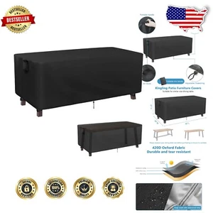 60-Inch Waterproof Outdoor Dining Table Cover - Rectangular, Black, Durable - Picture 1 of 9