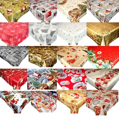 Christmas 2025 Wipe Clean PVC Vinyl Oilcloth Tablecloth Cover Protector - Image 1 of 4