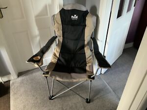 Royal President XL Folding Camping Chair - Black/Silver/Beige