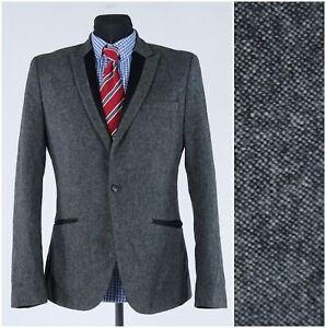 Mens H&M Sport Coat 38R US Size Grey Wool Blazer Jacket