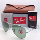 New Polarized Ray-Ban Sunglasses LARGE METAL RB 3025 019/O5 Matte Silver / Green