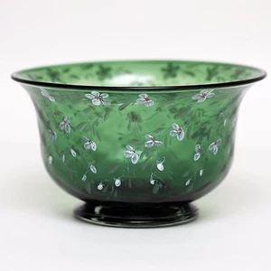 Pairpoint Green Hand-painted Footed Glass Bowl 6 5/8" - Picture 1 of 10