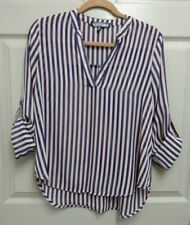 Almost Famous Down Stripes Women's Blouse Great Summer Blouse