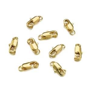 10pcs Brass Lobster Claw Clasps Nickel Free For DIY Jewelry Making Golden 18x6mm - Picture 1 of 8
