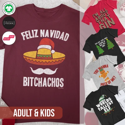 BUZZ SHIRTS FUNNY Christmas T-Shirts Adults Kids Family Gift Stocking Filler Elf Costume