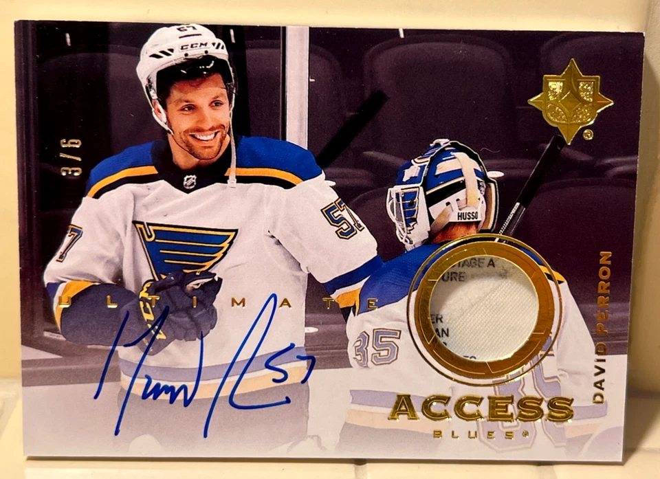 2020-21 UD David Perron Ultimate Auto Laundry Tag # 3/6!  - Image 1 of 2