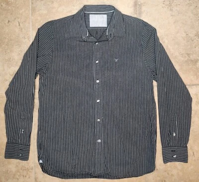 American Eagle Shirt Mens Large L Vintage Fit Black Striped - Image 1 of 4