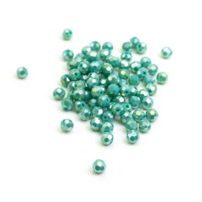 facettierte Glasschliffperlen in türkis mit Perlenglanz 4mm 50 Stück - Bild 1 von 2