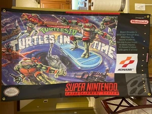 TMNT Turtles in Time 5' Flag Banner Poster Super Nintendo SNES Mutant Ninja - Picture 1 of 3