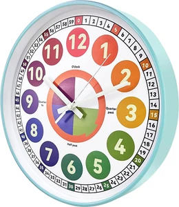 Learning Clock for Kids, Glow in the Dark Wall Clock for Bedroom, 12 Inch Silent - Picture 1 of 7
