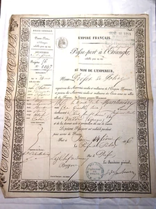 1856 GRAND PASSEPORT de MR le Comte de la martiniere pour aller en l'Espagne - Picture 1 of 3