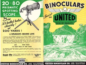 United  Binoculars Telescopes Rifle Scopes Vintage Illustrated Catalog 1950's  - Picture 1 of 6