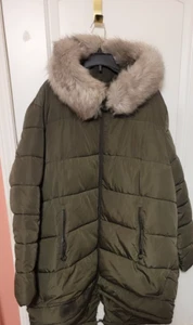 DKNY 3XL DAMEN PARKA OLIV KUNSTFELL KAPUZE WARM - Bild 1 von 10