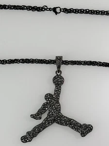 Michael Jordan schwarze Strasssteine Anhänger & 30" 316L Edelstahl Halskette - Bild 1 von 2
