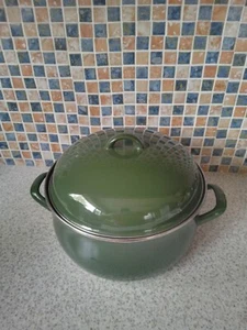 VERDE Esmalte STOCK OLLA O ASAS PARA PLATOS 26 cm diámetro 12,5 cm alto tiene capacidad para 6 pintas Tapa - Imagen 1 de 4