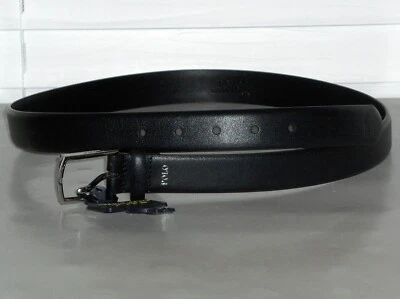 Cinturón de vestir POLO RALPH LAUREN de cuero de becerro italiano con hebilla de metal para hombre, NEGRO Foto 1 de 4