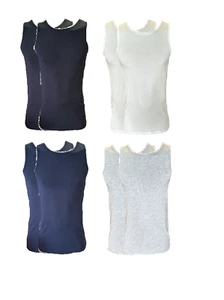 Herren Modal-Tanktop Unterhemd 2er-Pack Schwarz,Weiß,Navy,Grau Gr. M, L, XL, 2XL - Picture 1 of 5