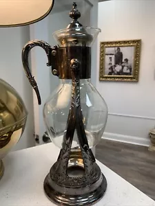 Vintage Art Deco Silver Plate & Glass tilting Coffee Carafe &Warming Stand - Picture 1 of 7