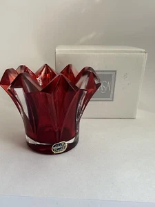 Mikasa Czech Republic Bohemia Crystal Votive Skyline Red 4 1/2” In Box - Picture 1 of 24