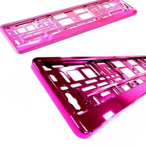 2x License Plate Holder Pink Gloss Number for Opel/Vauxhall VW Mercedes BMW - Picture 1 of 24