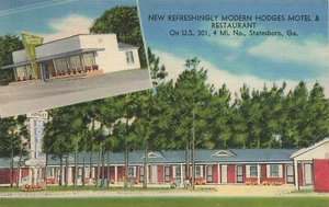 POSTCARD Modern Hodges Motel & Restaurant, US 301, Statesboro, GA - AAA - Picture 1 of 2