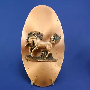 Placa de pared vintage Copperama unicornio cobre orgullo 3D ovalada colgante de pared MCM - Imagen 1 de 14