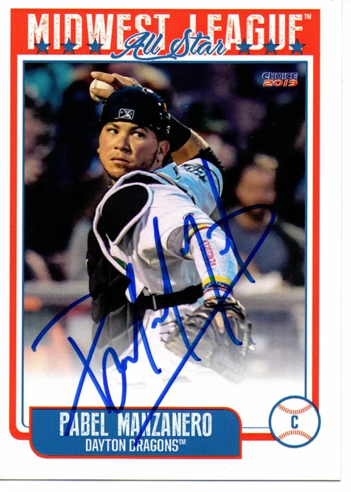 Pabel Manzanero 2019 Dayton Dragons Midwest League All Star Game Signed Card - Image 1 of 1