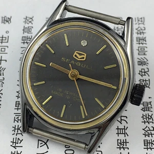 26mm Round Black Case Golden Nail Seagull Manual Mechanical Ladies Watch - Picture 1 of 7