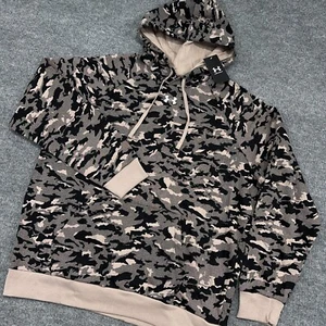 Under Armour Hoodie Mens XL Sahara Black Camouflage AOP Rival Fleece Center Logo - Picture 1 of 10