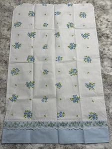 Vintage Pair (2) Lady Pepperell Standard Pillowcases Blue Floral Lace Trim NWOT - Picture 1 of 8