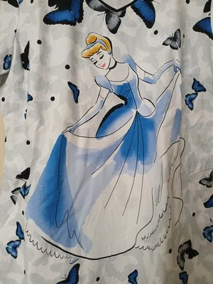 NWT Disney Cinderella Tooniforms Scrubs V Neck Top XS pockets - Image 1 of 4