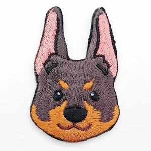 Brooch Backpack Pin Embroidery Cartoon Lifelike Doberman Pinscher Dobie Cute Dog - Picture 1 of 3