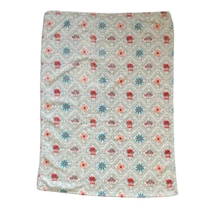 Trend Lab Owl Flower Floral White Gray Orange Green Fleece Soft Baby Kid Blanket - Picture 1 of 8