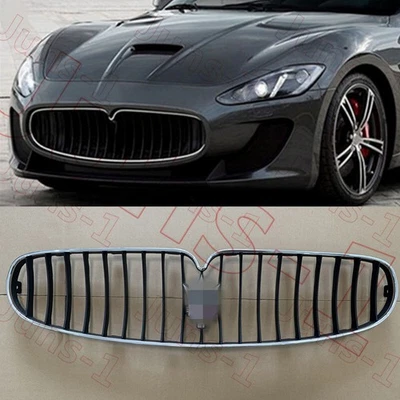 - Black & Chrome Front Bumper Hood Grille For Maserati GranTurismo GT 08-17 - Image 1 of 4