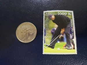 Tiger Woods PGA Golf Golfer 2000 Postes Lao Perforated Stamp (f) - Bild 1 von 1