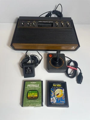 Atari CX2600 Video Arcade Heavy Sixer Console Sunnyvale TESTED w Pitfall & Pac - Image 1 of 4