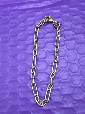 ❤️Pulsera de cadena con clip de plata esterlina enchapada en amarillo Amour 7 1/2"" Foto 1 de 4