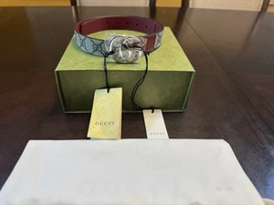 New Authentic Gucci GG Logo Leather Belt Size L Youth Waist 24 - 27 - Picture 1 of 10