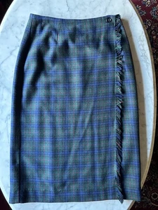 Vtg 90s Michelle Womens Size 10 Wool Wrap Blanket Skirt Plaid Dark Academia - Picture 1 of 7