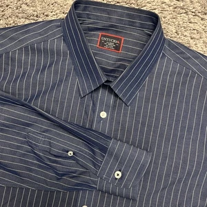 Camicia uomo cotone Untuckit a righe blu e bianca manica lunga con bottoni taglia XL - Foto 1 di 6
