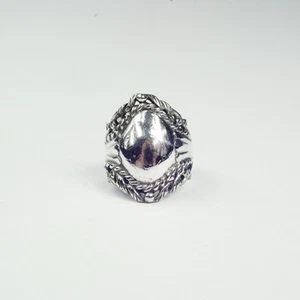 Vintage Sterlingsilber Löffel Stil Blatt filigran Seil Rand Zigarre Band Ring - Bild 1 von 23