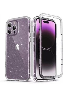 ULAK Compatible with iPhone 14 Pro Max Case Clear Glitter, Heavy Duty 3 in 1...  - Picture 1 of 5